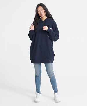 Superdry Fleur Oversized Loopback Női Kapucnis Pulóver Sötétkék | XIQKN5386